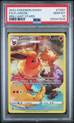 2022 POKEMON SWORD & SHIELD BRILLIANT STARS #TG01 FULL ART/FLAREON PSA 10 - Image 1