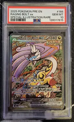 2025 Pokemon Pre En Raging Bolt EX SIR PSA 10 # 166/131 - Image 1