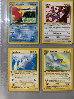 Pokemon TCG 1st Edition Neo Revelation Non Holo Rare Binder Page Lot - WOTC VTG - Image 5