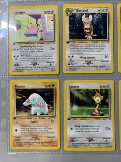 Pokemon TCG 1st Edition Neo Genesis Non Holo Rare Binder Page Lot - WOTC VTG - Image 5