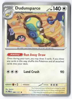 Pokemon TCG Dudunsparce 080/131 Pokeball Holo Prismatic Evolution NM - Image 2