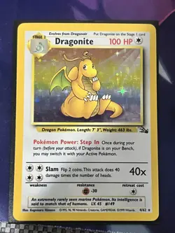 Pokemon Dragonite Fossil Holo Rare 4/62 Wizards of the Coast Trading Card - Image 1