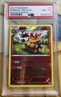 Pokemon PSA 9 MINT Emboar 19/114 Black & White Reverse Holofoil 2011 S#6481 - Image 1