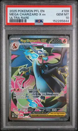 2025 POKEMON PFL EN-PHANTASMAL FLAMES ULTRA RARE #109 MEGA CHARIZARD X EX PSA 10 - Image 1