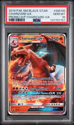 2019 POKEMON SM BLACK STAR PROMO #SM195 CHARIZARD GX PSA 10 - Image 1