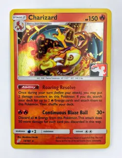 Pokemon Charizard 14/181 Team Up Cosmos Holo Swirl Play! Stamp Library Club NM - Image 1