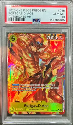 One Piece PRB02 The Best Vol 2 Portgas D Ace PRB02-018 Alt Art PSA 10 Gem Mint - Image 1