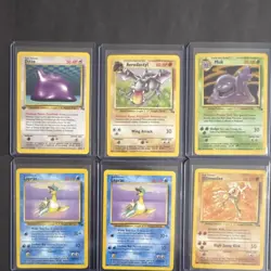 Pokemon TCG Fossil Lot Ditto Aerodactyl Muk 2 Lapras Hitmonlee 6 Cards - Image 1