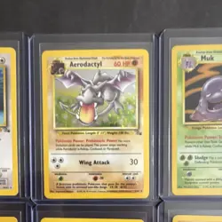 Pokemon TCG Fossil Lot Ditto Aerodactyl Muk 2 Lapras Hitmonlee 6 Cards - Image 3