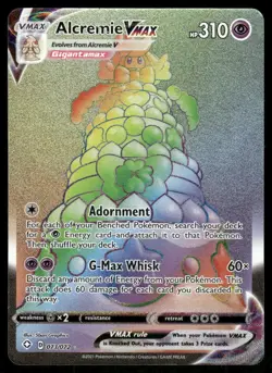 Pokemon Cards Alcremie VMAX 073/072 Shining Fates Rainbow Rare NM - Image 1