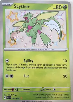 Scyther 095/091 Shiny Rare Paldean Fates Pokemon Holo Near Mint - Image 1