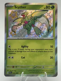 Pokemon Scyther 095/091 SV: Paldean Fates Shiny Rare Holo English 2024 NM - Image 1