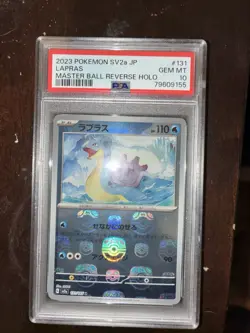 Pokemon Lapras SV2a 131/165 Master Ball Reverse Holo PSA 10 2023 - Image 1