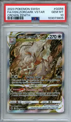 2023 Pokemon Crown Zenith Hisuian Zoroark VSTAR Full Art #GG56/GG70 PSA 10 - Image 1