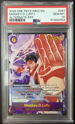 2025 One Piece Anime 25th Monkey D. Luffy Alternate Art #EB02-061 PSA 10 - Image 1