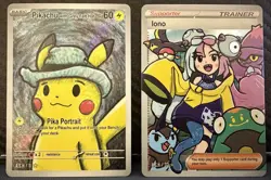 After Skool Hobby 2 Card Lot GEN 1 NON-TCG Pikachu Grey Felt Hat-Trainer Iono NM - Image 1