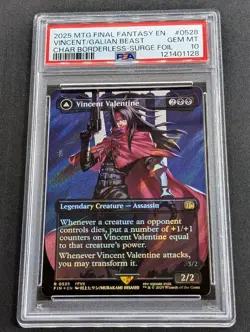 2025 MTG Final Fantasy Vincent Valentine Galian Beast SURGE FOIL 0528 PSA 10 FF7 - Image 1