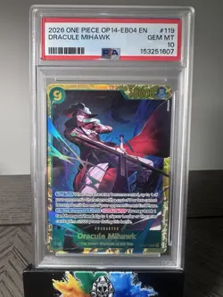 2026 ONE PIECE OP14-EB04-THE AZURE SEA'S SEVEN #119 DRACULE MIHAWK SEC PSA 10 - Image 1