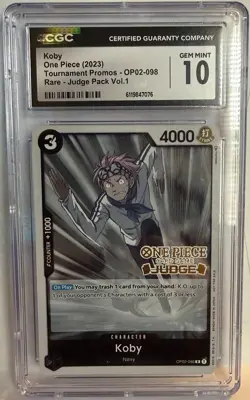 2023 ONE PIECE TOURNAMENT PROMOS RARE JUDGE PACK VOL. 1 KOBY CGC 10 GEM MINT - Image 1