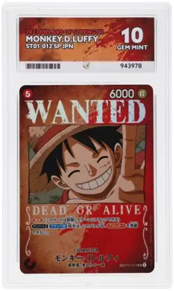 Monkey D. Luffy Wanted ST01-012 OP03 SP One Piece Card Japanese ACE 10 Perfect - Image 1