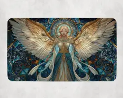 MTG Playmat | Stained Glass Angel Themed Playmat | Unofficial MTG Playmat - Image 1