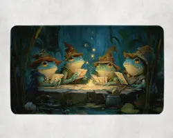 MTG Playmat | Wizard Frogs Playing Cards Themed Playmat | Unofficial MTG - Image 1