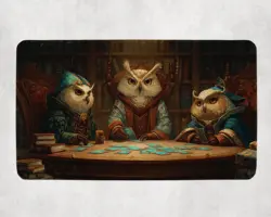 MTG Playmat | Wizard Owls Playing Cards Themed Playmat | Unofficial MTG - Image 1