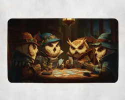 MTG Playmat | Wizard Owls Playing Cards Themed Playmat | Unofficial MTG - Image 1