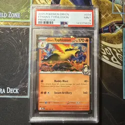 2025 POKEMON DRI EN-DESTINED RIVALS PRERELEASE #034 ETHAN'S TYPHLOSION PSA 9 - Image 1