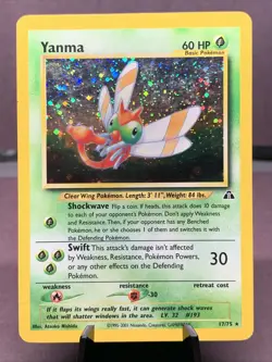 Pokemon TCG Yanma 17/75 Neo Discovery Holo Rare WOTC VTG 2001 - Image 1