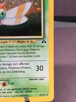 Pokemon TCG Yanma 17/75 Neo Discovery Holo Rare WOTC VTG 2001 - Image 3