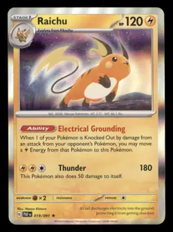 Raichu 019/091 Rare Paldean Fates Pokemon TCG NM - Image 1