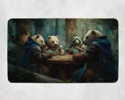 MTG Playmat | Wizard Bears Playing Cards Themed Playmat | Unofficial MTG - Image 1