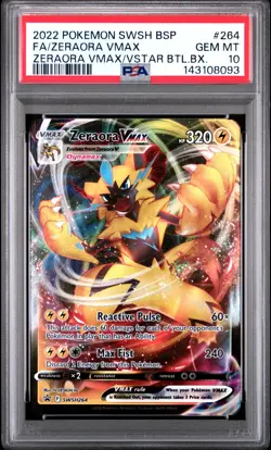 2022 Pokemon SWSH BSP VSTAR Battle Box Full Art Zeraora VMAX #SWSH264 PSA 10 - Image 1