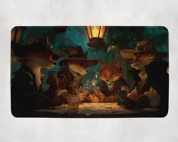 MTG Playmat | Wizard Foxes Playing Cards Themed Playmat | Unofficial MTG - Image 1