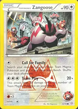Team Magma's Zangoose 22/34 Common Double Crisis Pokemon Lightly Played - Image 2