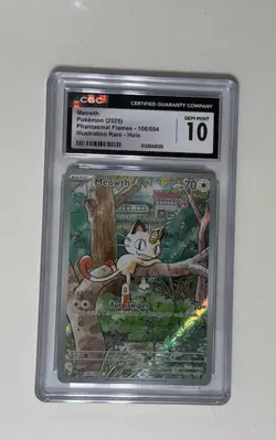 Pokemon Meowth 106/094 Illustration Rare Phantasmal Flames - CGC 10 GEM MINT - Image 1