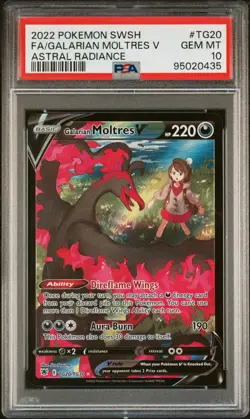 2022 POKEMON SWORD & SHIELD ASTRAL RADIANCE FULL ART/GALARIAN MOLTRES V PSA 10 - Image 1