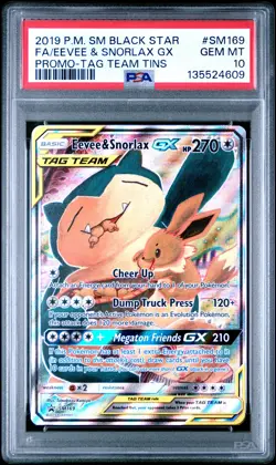 2019 POKEMON SM BLACK STAR PROMO #SM169 FULL ART/EEVEE & SNORLAX GX PSA 10 - Image 1