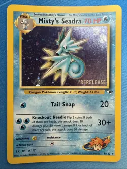 Misty's Seadra (Prerelease) Rare Holo Promo 9/132 VINTAGE 2000 Pokemon TCG - Image 2