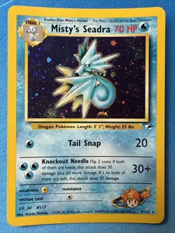 Misty's Seadra (Prerelease) Rare Holo Promo 9/132 VINTAGE 2000 Pokemon TCG - Image 3