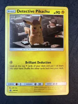 Holo Swirl Detective Pikachu SM194 Sun Moon Black Star Promo Pokemon MJ - Image 1
