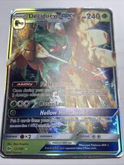 Decidueye GX 12/149 SM Base Set Ultra Rare Holo Pokemon Card - Image 3