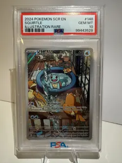 Pokemon 2024 Squirtle 148/142 Illustration Rare Stellar Crown GEM MINT PSA 10 - Image 1