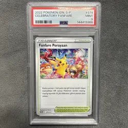 Celebration Fanfare PSA 9 Indonesian Pokemon Card Promo 2022 374/S-P Himeno - Image 1