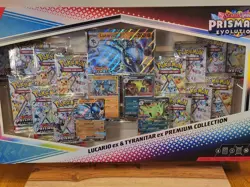 2025 POKEMON PRISMATIC EVOLUTIONS LUCARIO EX/TYRANITAR EX PREMIUM COLLECTION SET - Image 2