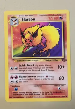 1999 Pokemon WOTC Jungle Flareon Rare non-holo 19/64 JF003 - Image 1