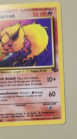1999 Pokemon WOTC Jungle Flareon Rare non-holo 19/64 JF003 - Image 4