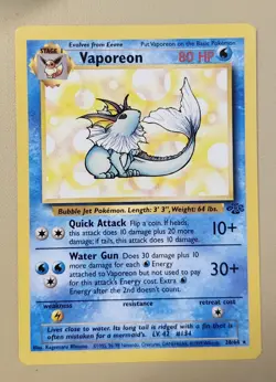 1999 Pokemon WOTC Jungle Vaporeon Rare non-holo 28/64 JVap001 - Image 1