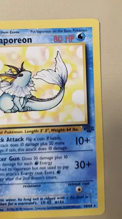 1999 Pokemon WOTC Jungle Vaporeon Rare non-holo 28/64 JVap001 - Image 5